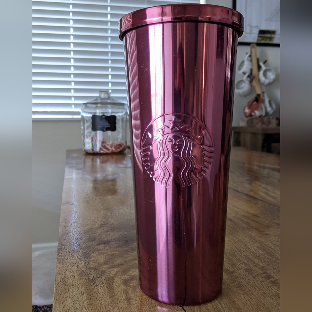 Starbucks tumbler, pink chrome